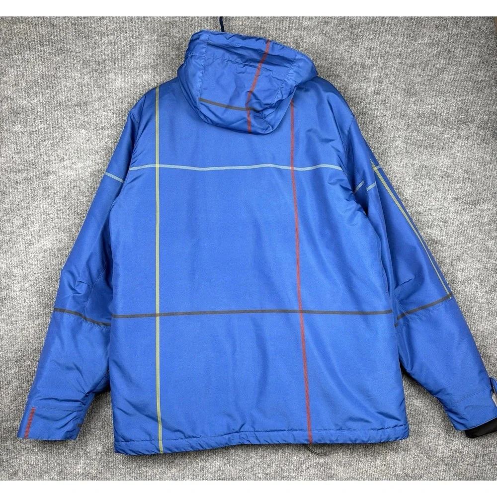 Y2K Helix Snowboard Jacket Mens M Blue Insulated Ski Cargo Hooded Snow Coat